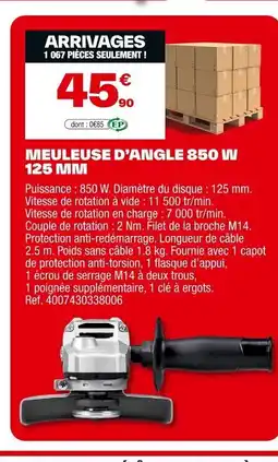 Brico Dépôt Meuleuse d'angle 850 w 125 mm offre