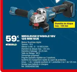 Brico Dépôt Meuleuse d'angle 18v 125 mm nue offre