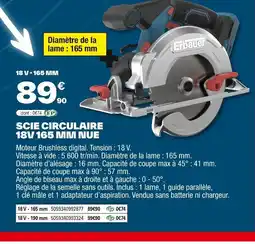 Brico Dépôt Scie circulaire 18v 165 mm nue offre