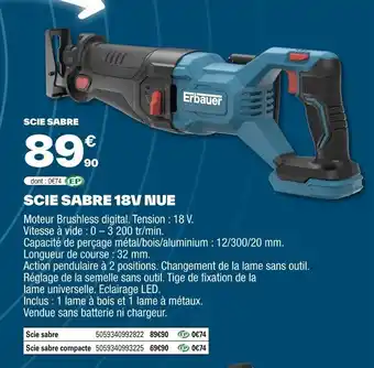 Brico Dépôt Scie sabre 18v nue offre