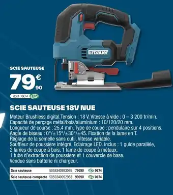 Brico Dépôt Scie sauteuse 18v nue offre