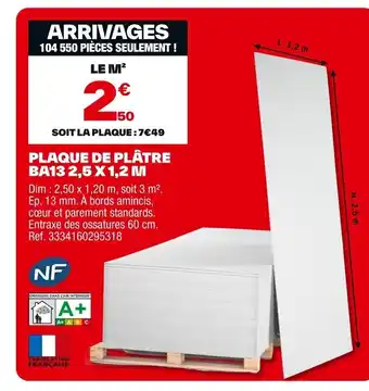 Brico Dépôt Plaque de plâtre ba13 offre