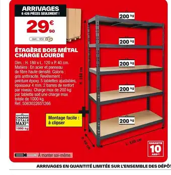 Brico Dépôt Étagère bois métal offre