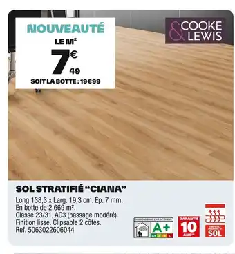 Brico Dépôt COOKE LEWIS Sol stratifié ciana offre
