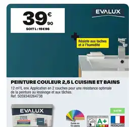 Brico Dépôt EVALUX Peinture couleur cuisine et bains offre