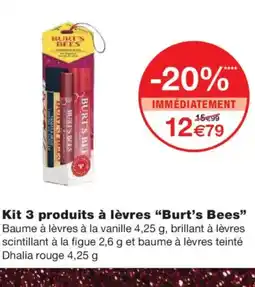 Monoprix BURT'S BEES Kit 3 produits à lèvres offre