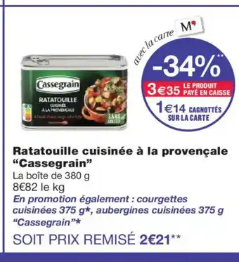 Monoprix CASSEGRAIN Ratatouille cuisinée à la provençale offre