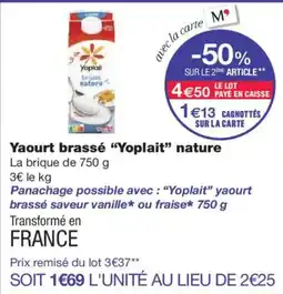 Monoprix YOPLAIT Yaourt brassé nature offre