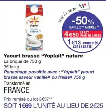Monoprix YOPLAIT Yaourt brassé nature offre