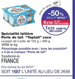 Monoprix YOPLAIT Spécialité laitière Perle de lait coco offre