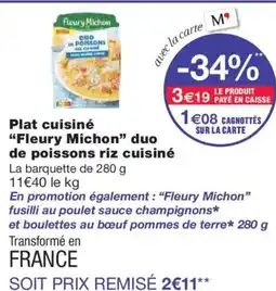 Monoprix FLEURY MICHON Plat cuisiné duo de poissons riz cuisiné offre