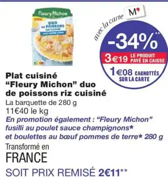 Monoprix FLEURY MICHON Plat cuisiné duo de poissons riz cuisiné offre