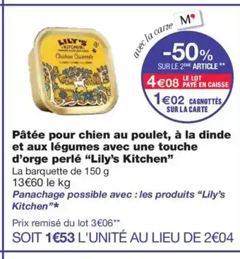 Monoprix LILY'S KITCHEN Pâtée pour chien au poulet, à la dinde et aux légumes avec une touche d'orge perlé offre