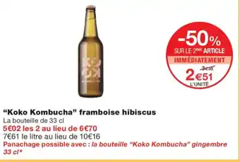Monoprix KOKO KOMBUCHA framboise hibiscus offre
