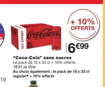 Monoprix COCA-COLA sans sucres offre