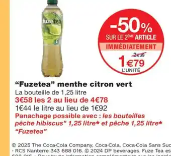 Monoprix FUZETEA menthe citron vert offre