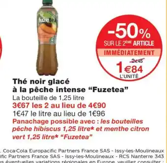 Monoprix FUZETEA Thé noir glacé à la pêche intense offre
