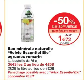Monoprix VOLVIC ESSENTIEL Eau minérale naturelle Bio agrumes romarin offre