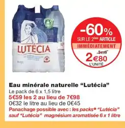 Monoprix LUTÉCIA Eau minérale naturelle offre
