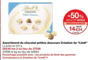 Monoprix LINDT Assortiment de chocolat petites douceurs Création offre