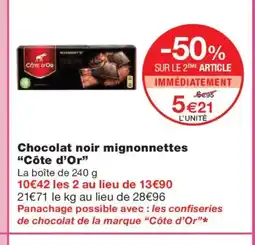 Monoprix CÔTE D'OR Chocolat noir mignonnettes offre
