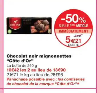 Monoprix CÔTE D'OR Chocolat noir mignonnettes offre