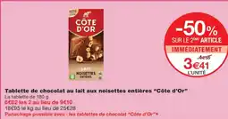 Monoprix CÔTE D'OR Tablette de chocolat au lait aux noisettes entières offre
