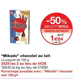 Monoprix MIKADO chocolat au lait offre