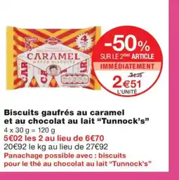 Monoprix TUNNOCK'S Biscuits gaufrés au caramel et au chocolat au lait offre