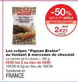 Monoprix PAYSAN BRETON Les crêpes au fondant & morceaux de chocolat offre