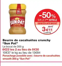 Monoprix SUN PAT Beurre de cacahuètes crunchy offre