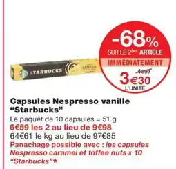 Monoprix STARBUCKS Capsules Nespresso vanille offre