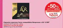 Monoprix L'OR Capsules espresso forza compatibles Nespresso x 50 offre