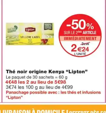 Monoprix LIPTON Thé noir origine Kenya offre
