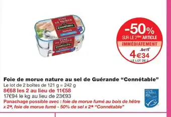 Monoprix CONNÉTABLE Foie de morue nature au sel de Guérande offre