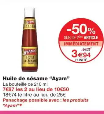 Monoprix AYAM Huile de sésame offre