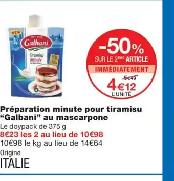 Monoprix GALBANI Préparation minute pour tiramisu au mascarpone offre