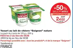 Monoprix SOIGNON Yaourt au lait de chèvre nature offre