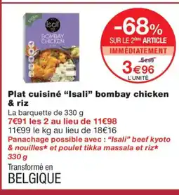 Monoprix ISALI Plat cuisiné bombay chicken & riz offre