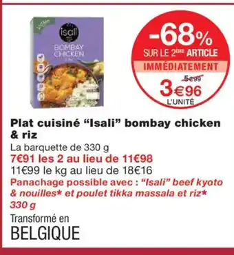 Monoprix ISALI Plat cuisiné bombay chicken & riz offre