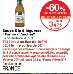 Monoprix FERME D'ANCHIN Soupe Bio 5 légumes offre