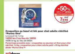 Monoprix PURINA ONE Croquettes au bœuf et blé pour chat adulte stérilisé offre