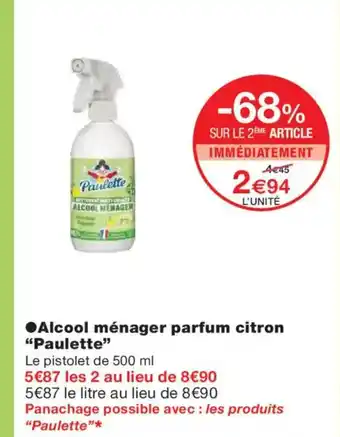Monoprix PAULETTE Alcool ménager parfum citron offre