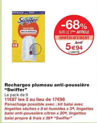 Monoprix SWIFFER Recharges plumeau anti-poussière offre