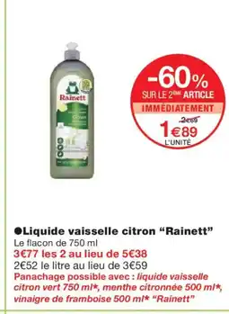 Monoprix RAINETT Liquide vaisselle offre