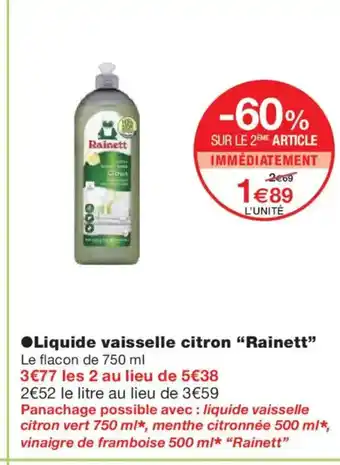 Monoprix RAINETT Liquide vaisselle offre