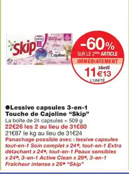 Monoprix SKIP Lessive capsules 3-en-1 Touche de Cajoline offre