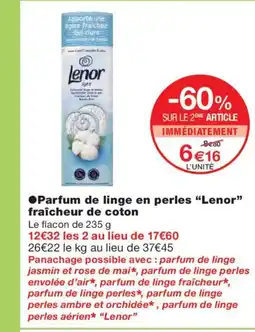 Monoprix LENOR Parfum de linge en perles fraîcheur de coton offre