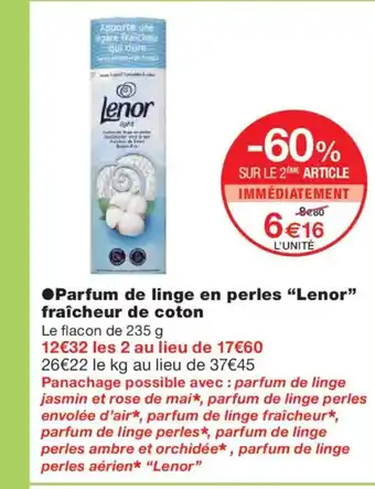 Monoprix LENOR Parfum de linge en perles fraîcheur de coton offre