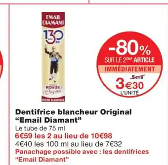 Monoprix EMAIL DIAMANT Dentifrice blancheur Original offre